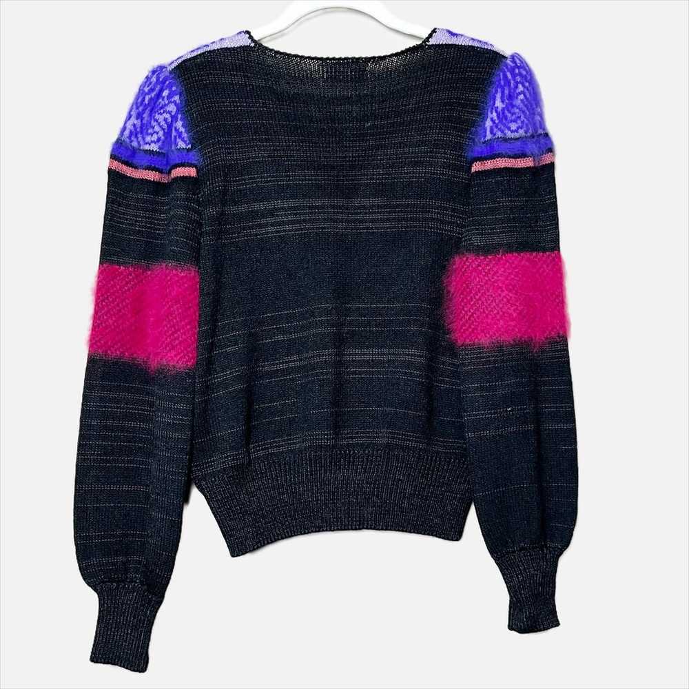 Vintage Doncaster Cropped Sweater black pink purp… - image 6