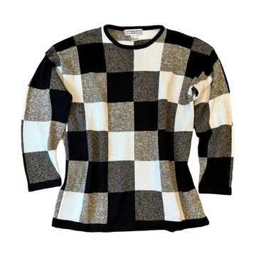 Dressbarn Vintage 1980s Color block Checkered Swea