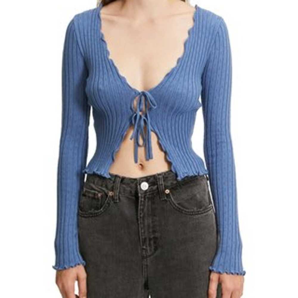 Blue BDG Noori Y2K Tie Front Cardigan - image 3