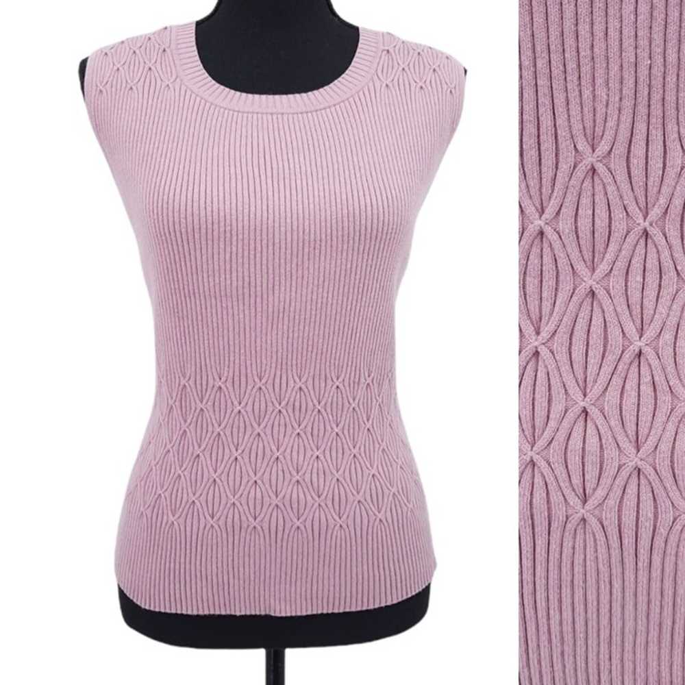 VTG 90s Apostrophe Pink Fitted Ribbed Diamond Kni… - image 10