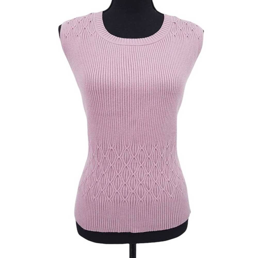 VTG 90s Apostrophe Pink Fitted Ribbed Diamond Kni… - image 1