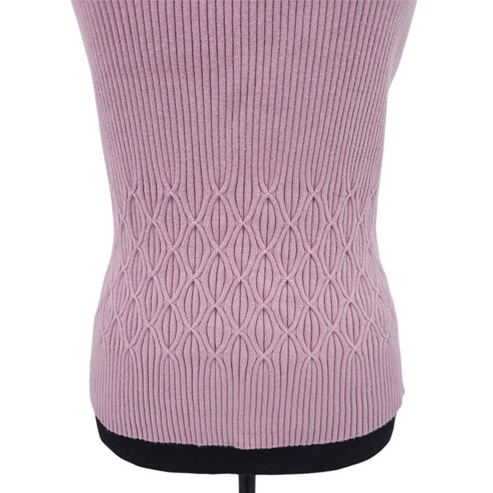 VTG 90s Apostrophe Pink Fitted Ribbed Diamond Kni… - image 2