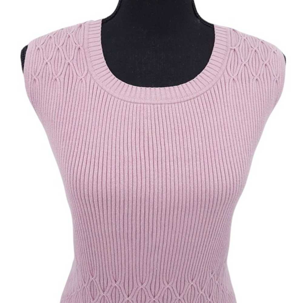 VTG 90s Apostrophe Pink Fitted Ribbed Diamond Kni… - image 3