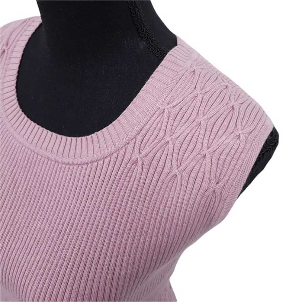 VTG 90s Apostrophe Pink Fitted Ribbed Diamond Kni… - image 4