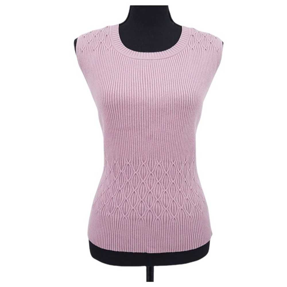 VTG 90s Apostrophe Pink Fitted Ribbed Diamond Kni… - image 9