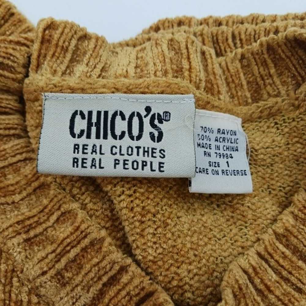 Vintage Chico's Mustard Yellow Velour Sweater Wom… - image 2