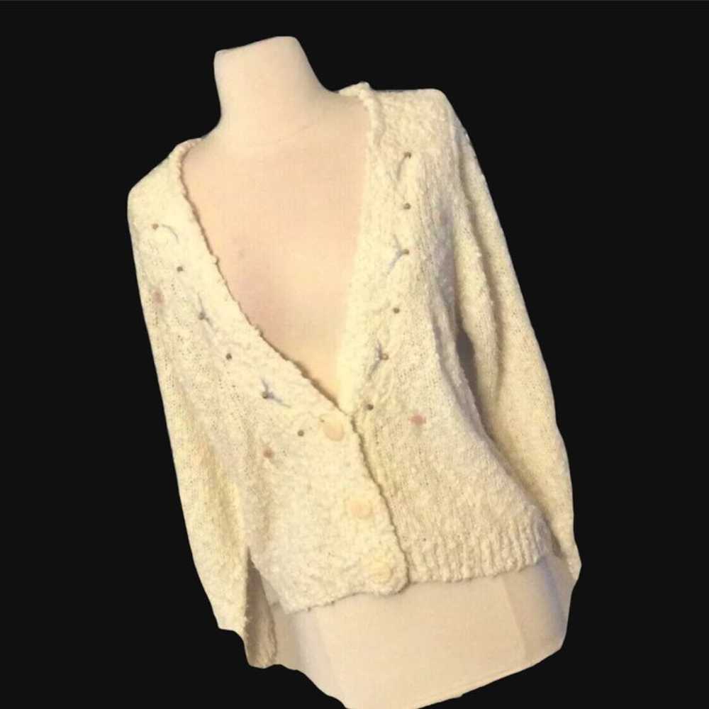 Vintage Sweater Beige Cardigan Womens M - image 4