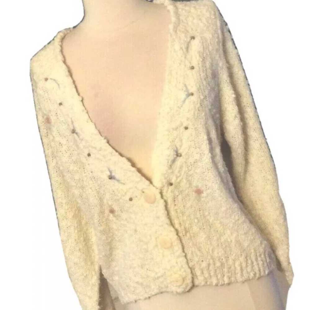 Vintage Sweater Beige Cardigan Womens M - image 5