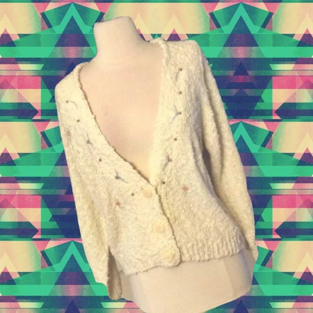 Vintage Sweater Beige Cardigan Womens M - image 6
