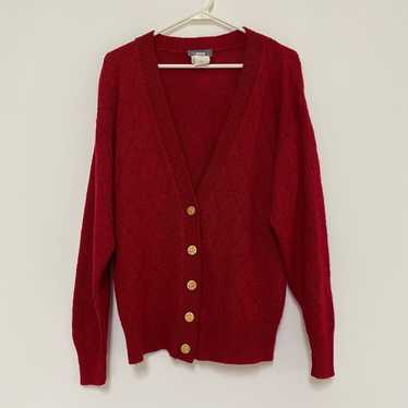 Vintage Alison J. Grampa Cardigan Sweater Maroon M - image 1