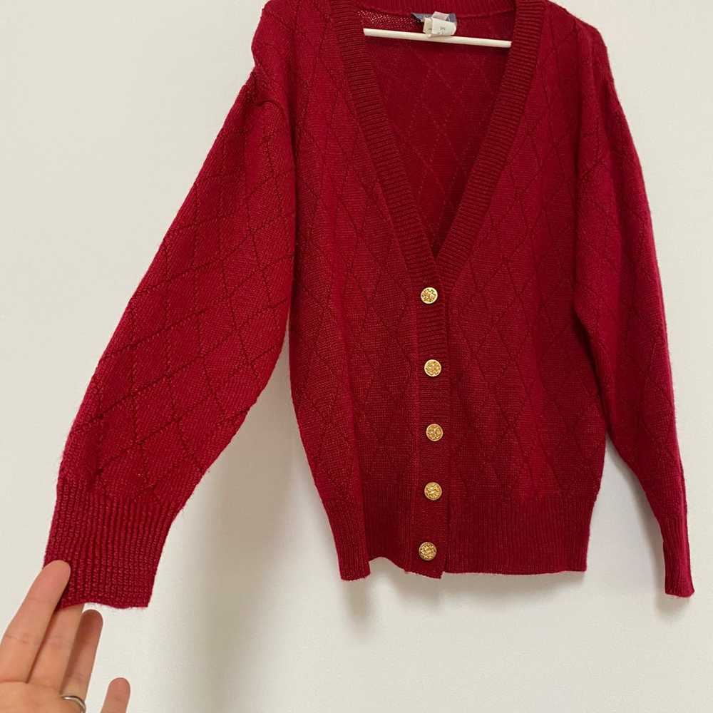 Vintage Alison J. Grampa Cardigan Sweater Maroon M - image 2