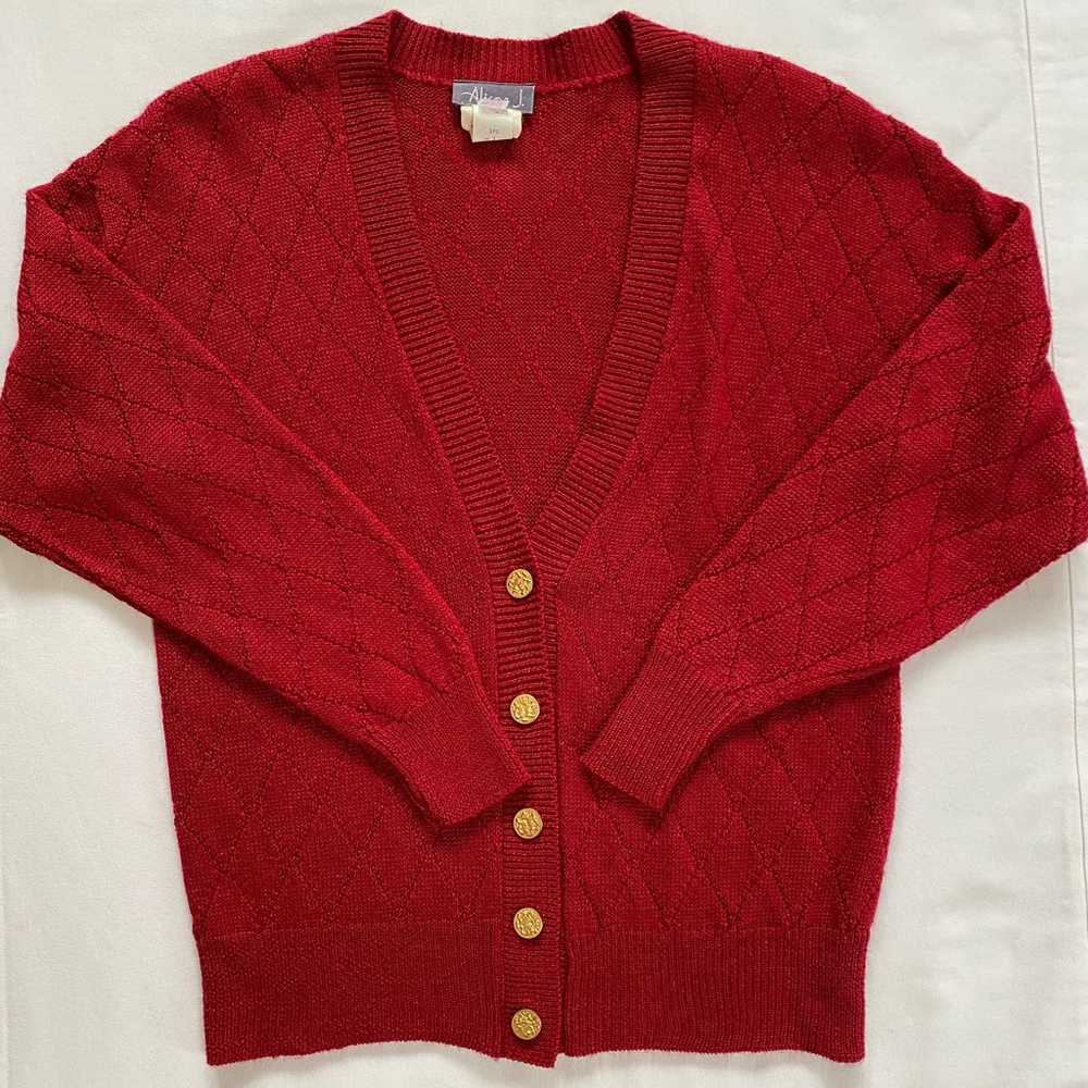 Vintage Alison J. Grampa Cardigan Sweater Maroon M - image 3