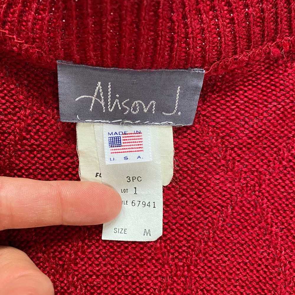 Vintage Alison J. Grampa Cardigan Sweater Maroon M - image 4