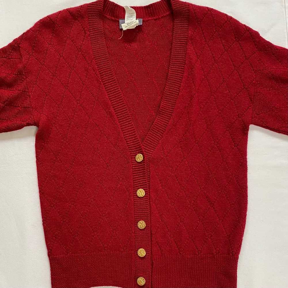 Vintage Alison J. Grampa Cardigan Sweater Maroon M - image 6