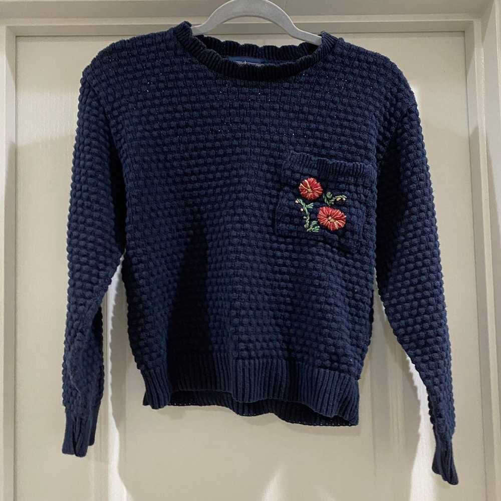 Vintage hand embroidered floral sweater M - image 2
