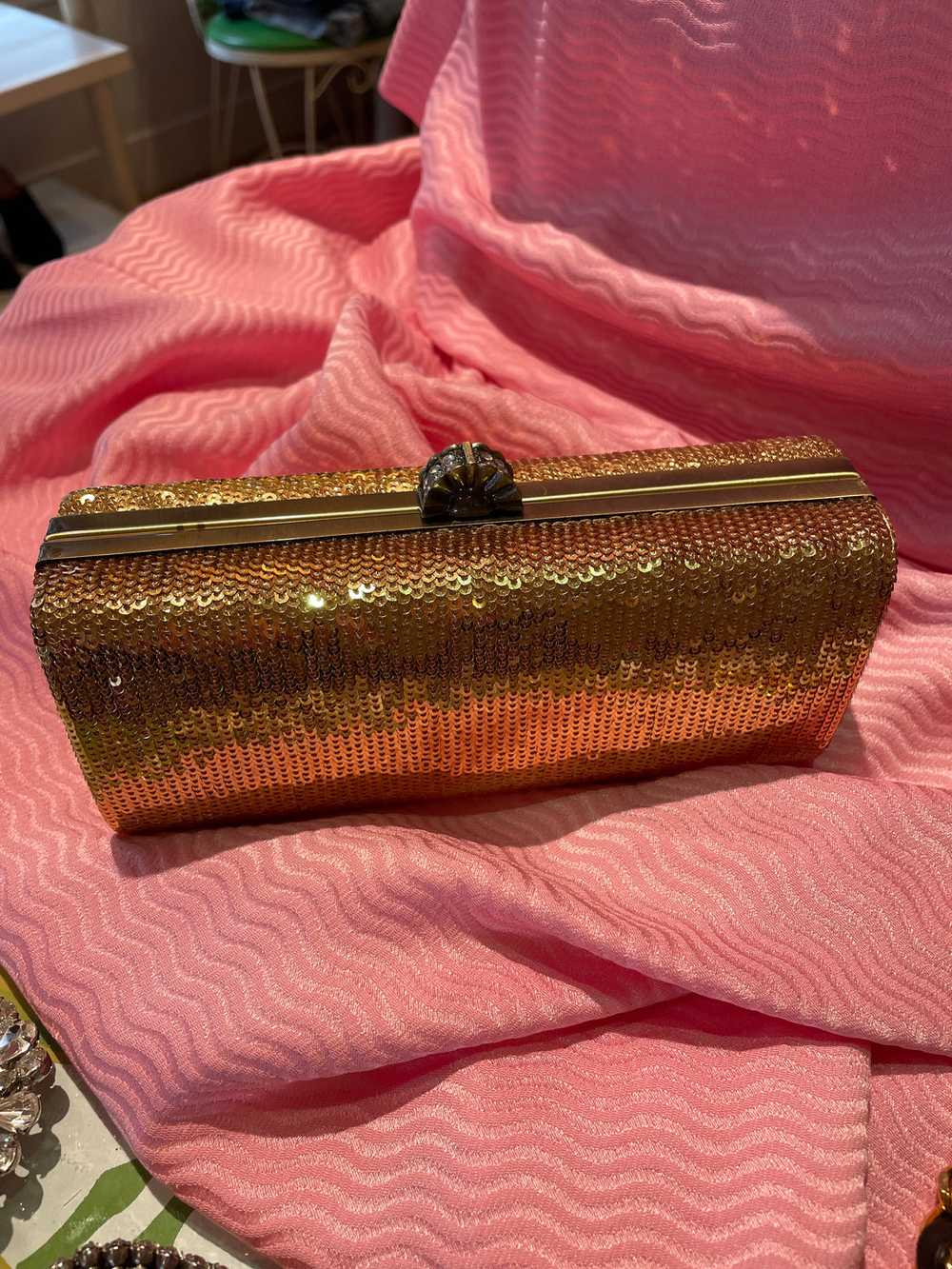 Gold Sequined Evening Clutch - image 3