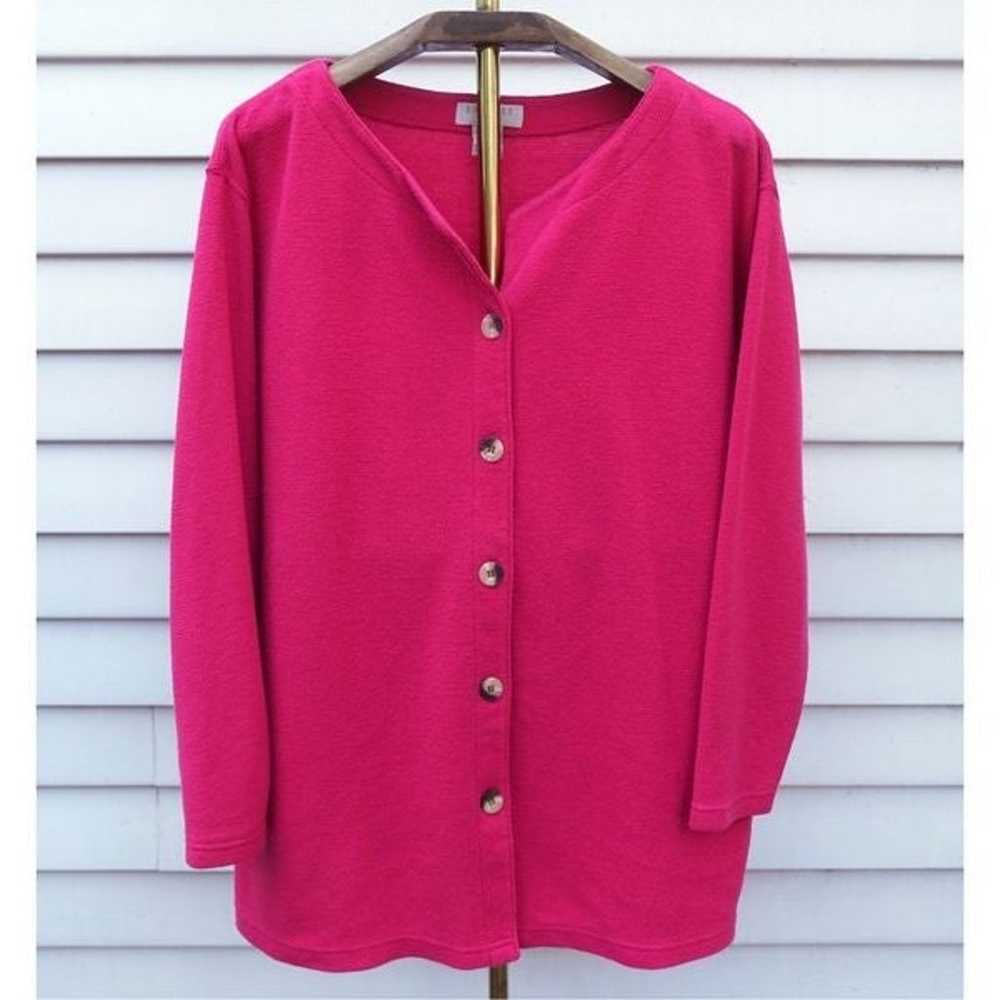 Vintage 90s Express Tricot Hot Pink Cardigan Swea… - image 2