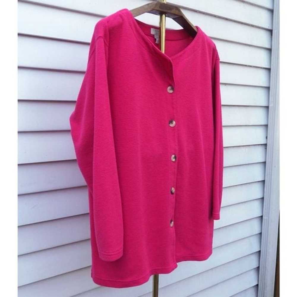 Vintage 90s Express Tricot Hot Pink Cardigan Swea… - image 3