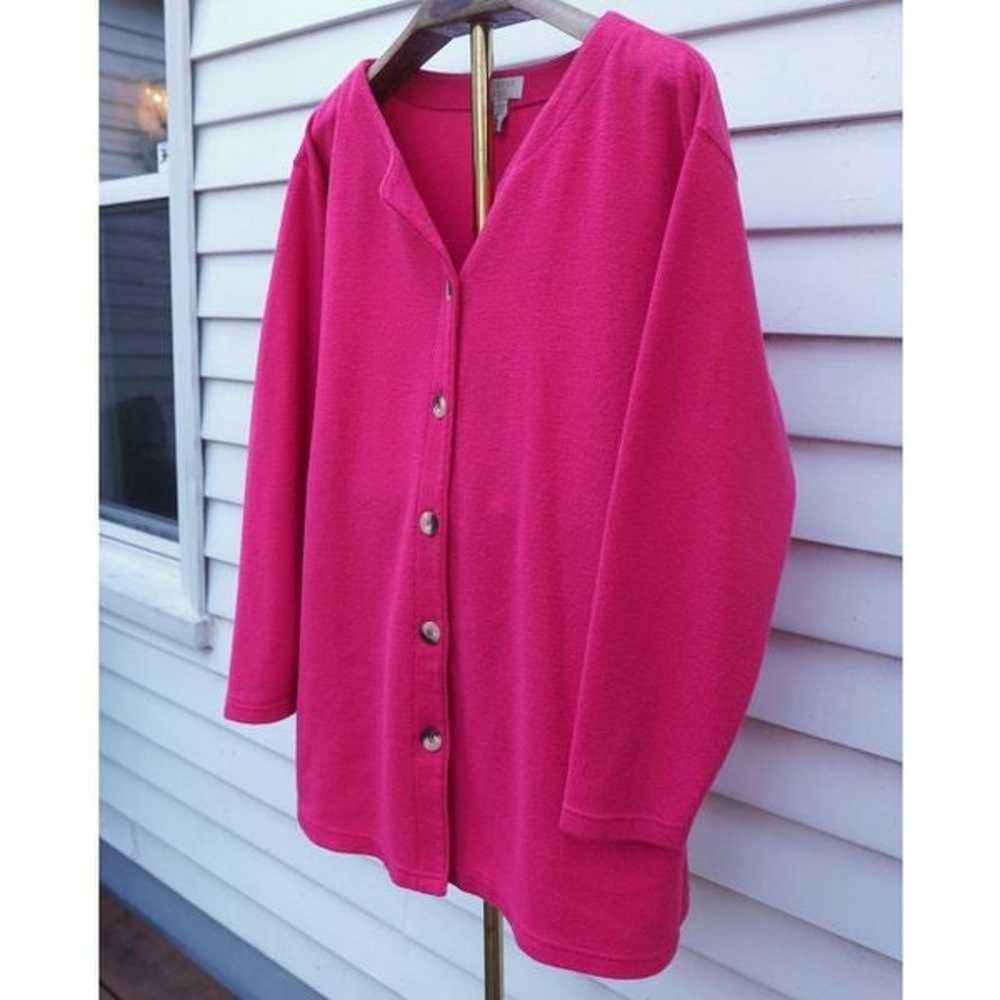 Vintage 90s Express Tricot Hot Pink Cardigan Swea… - image 4