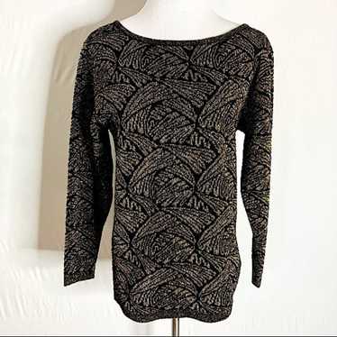 80s Adrienne Vittadini Sport Cotton Floral Sweater Womens Size M
