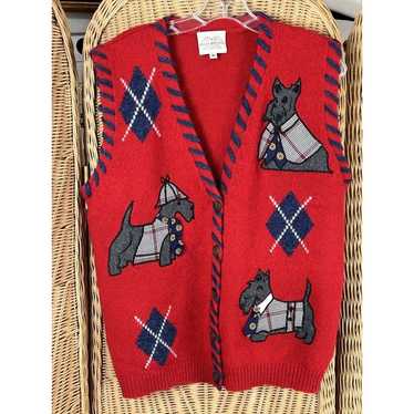 susan bristol Wool sweater vest cardigan dog with… - image 1