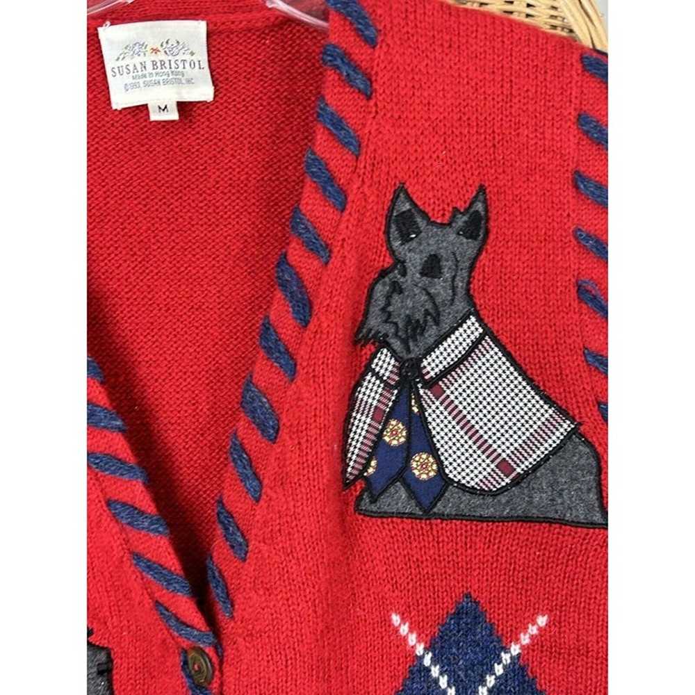 susan bristol Wool sweater vest cardigan dog with… - image 2