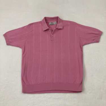 Vintage Robert Bruce Pink Knit Short Sleeve Golf … - image 1