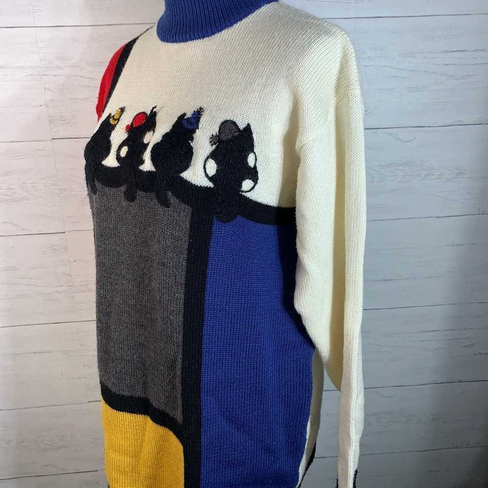 Vintage Rene Derhy womens cats sweater wool blend… - image 2