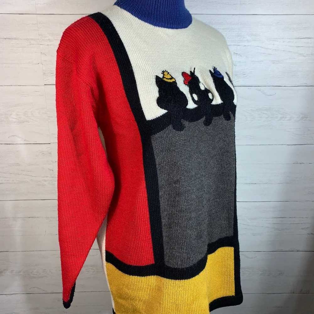 Vintage Rene Derhy womens cats sweater wool blend… - image 6