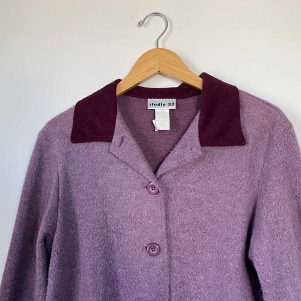 Vtg Studio 32 Purple Fuzzy Sweater M - image 2