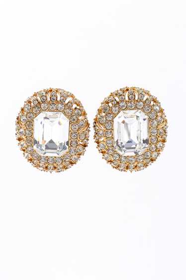 GIVENCHY Oval Crystal Gem Earrings