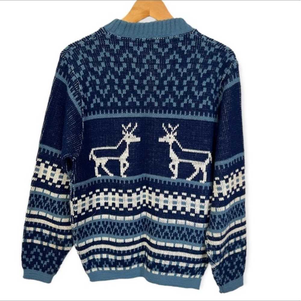 Puritan vintage unisex Nordic reindeer print knit… - image 2
