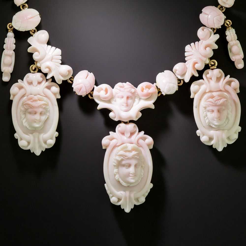 Victorian Carved Shell Cameo Necklace - image 1
