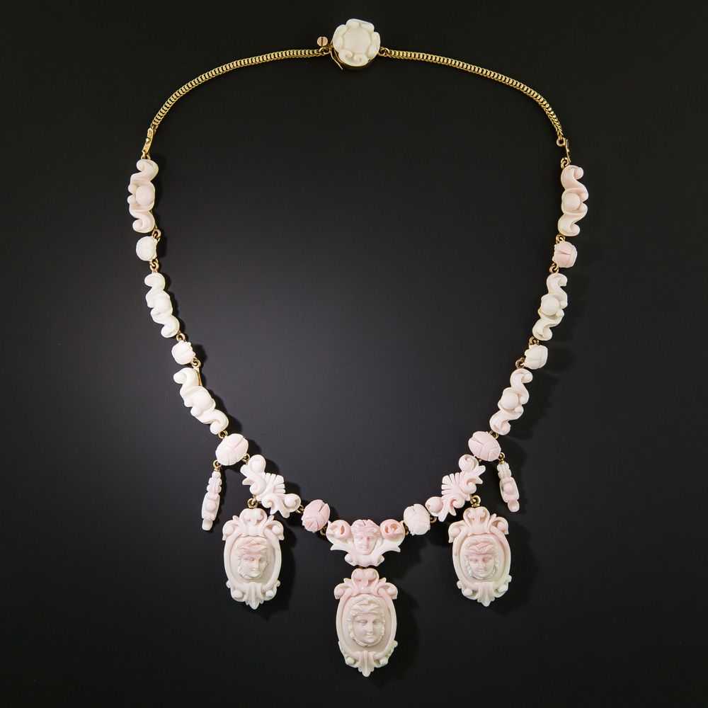 Victorian Carved Shell Cameo Necklace - image 2