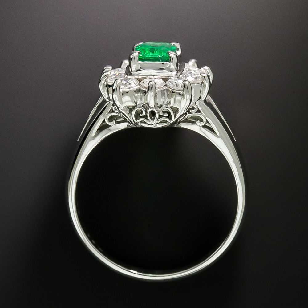 Estate .43 ct Emerald and Diamond Halo Ring - image 3