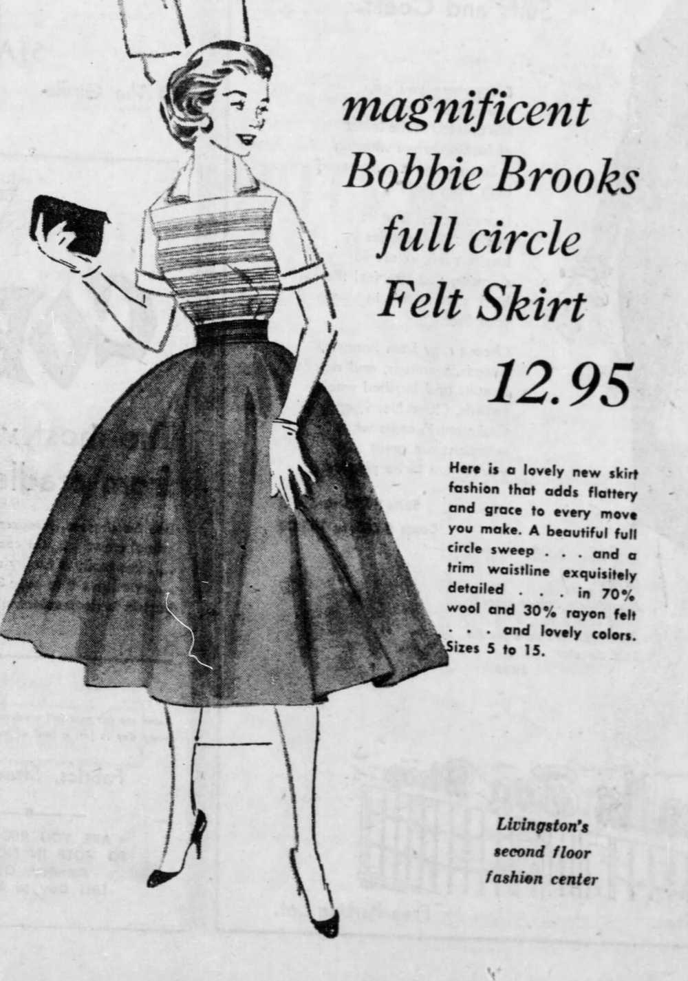 1950s Bobbie Brooks Red Wool Felt Circle Skirt XS - image 11