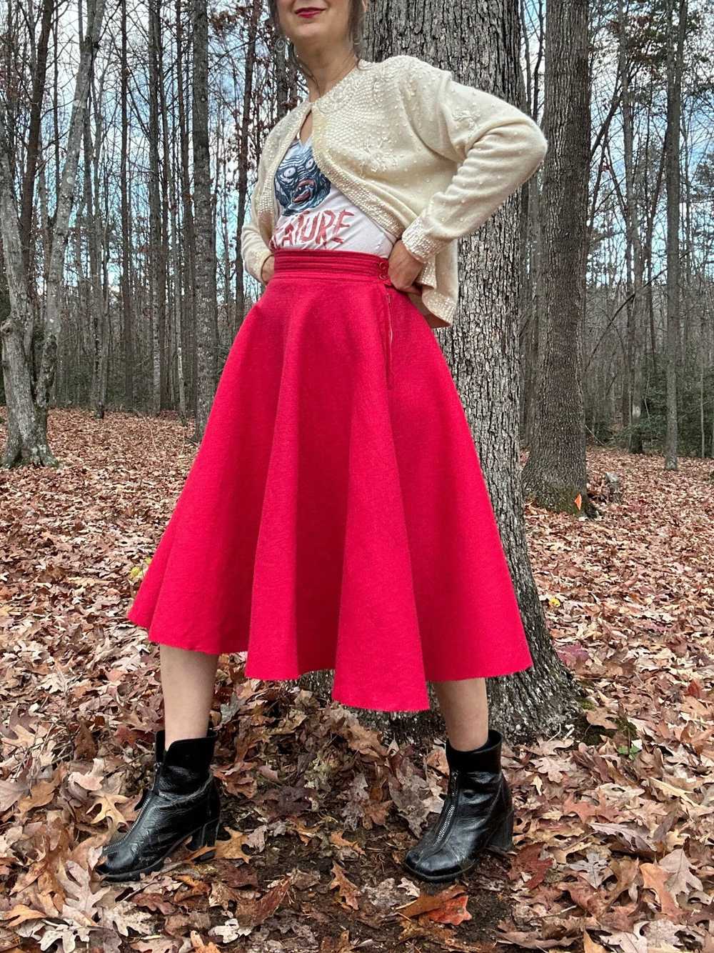 1950s Bobbie Brooks Red Wool Felt Circle Skirt XS - image 5