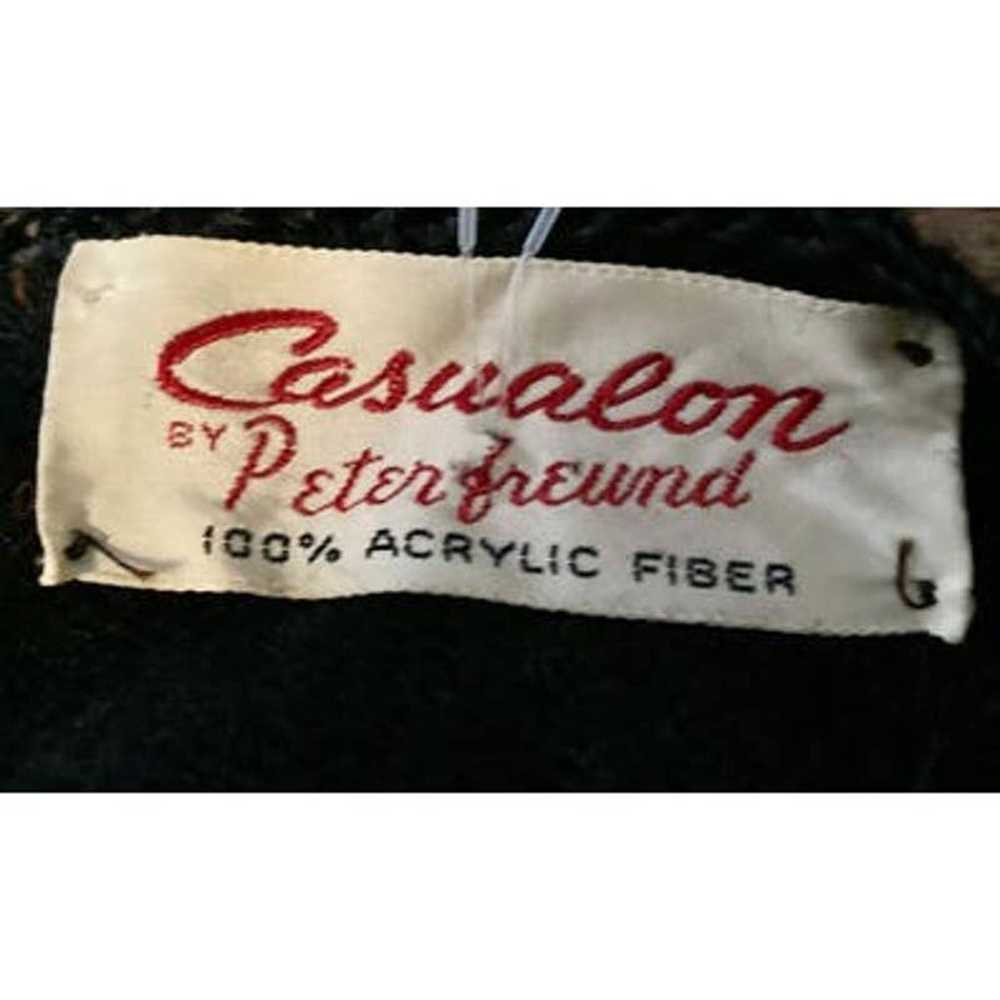 70s CASUALON PETER FREUND Vintage Black Sequin Kn… - image 2
