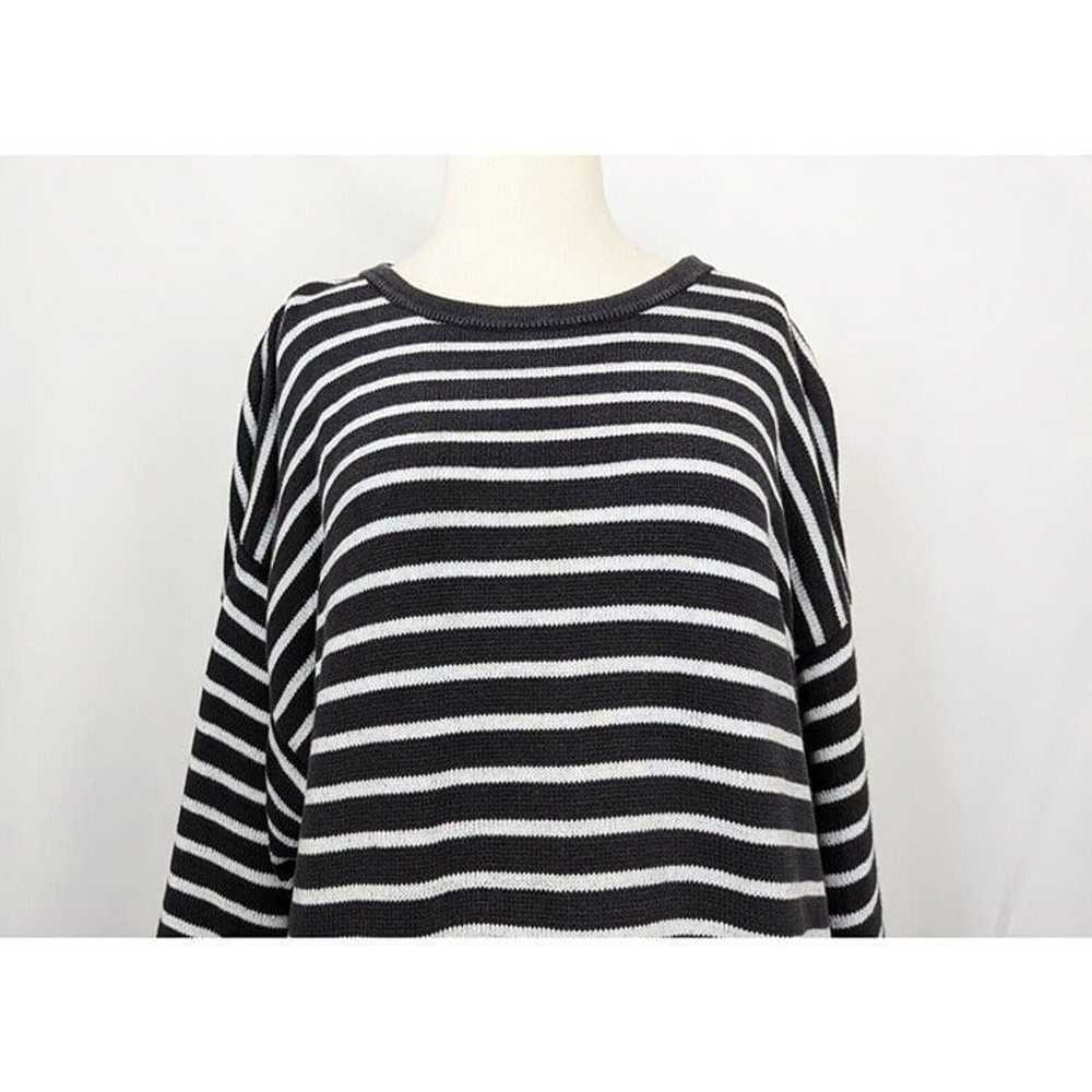 Vintage 80s Sweater Gray Silver White Stripe Cott… - image 2
