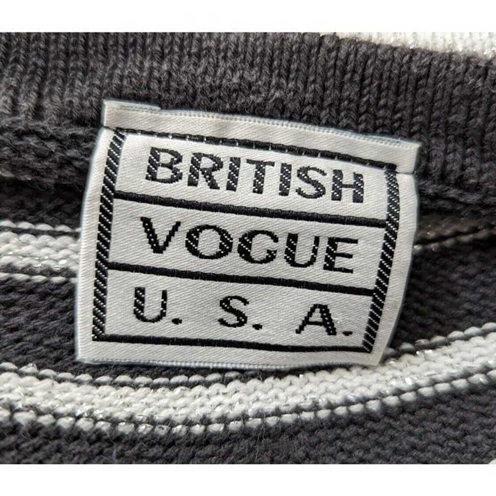 Vintage 80s Sweater Gray Silver White Stripe Cott… - image 5