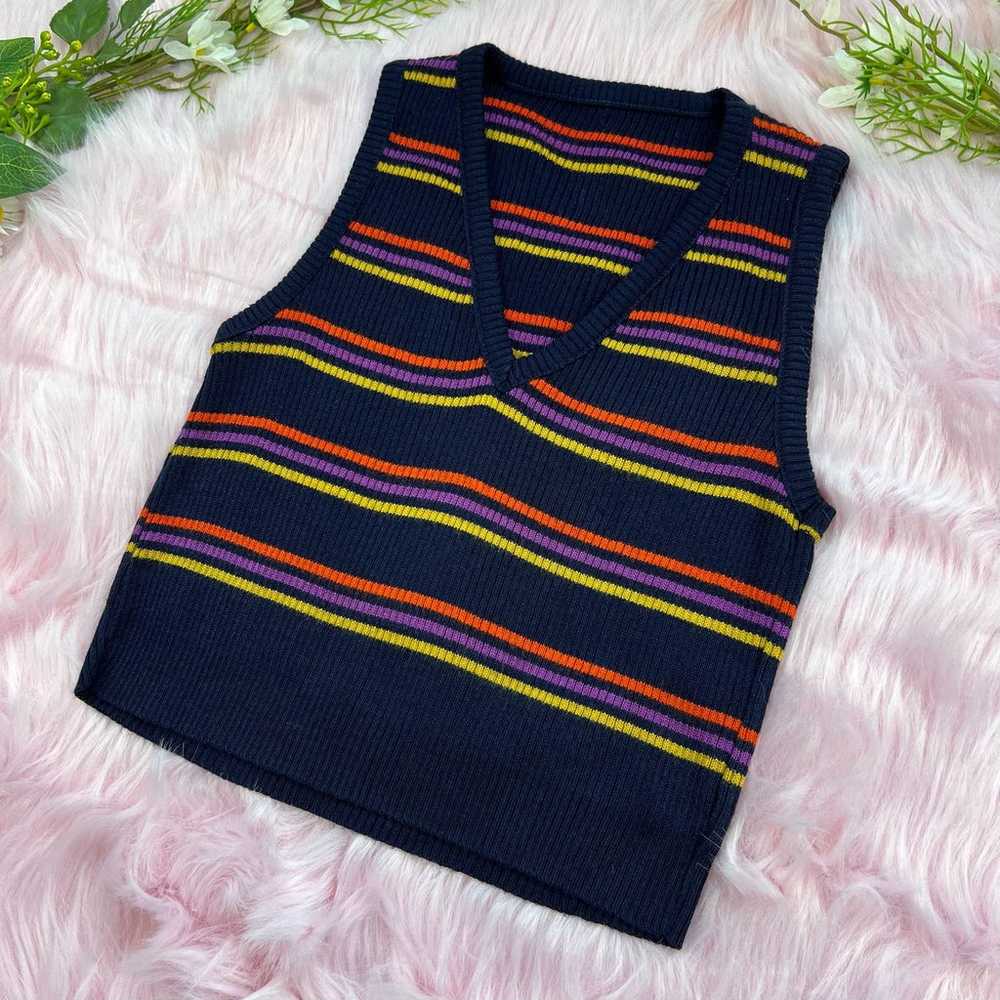 Striped Crop Sweater Vest Preppy - image 1