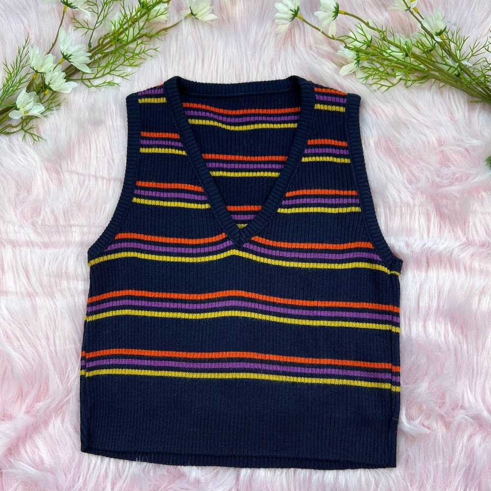 Striped Crop Sweater Vest Preppy - image 2