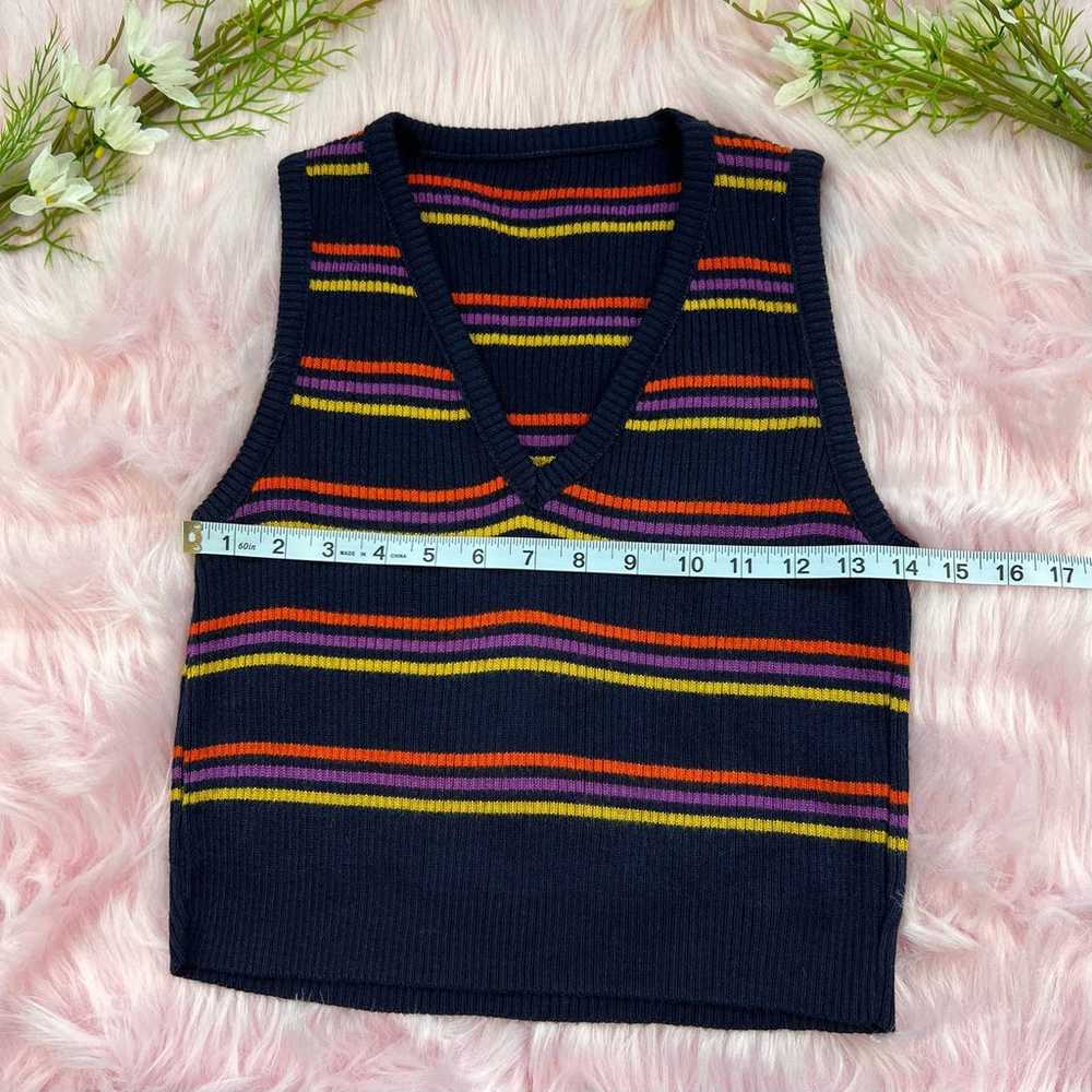 Striped Crop Sweater Vest Preppy - image 3
