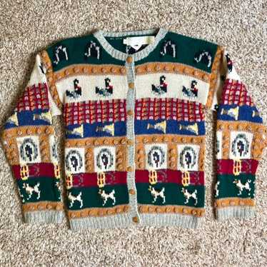 Vintage Eagle's Eye wool cardigan sweater christm… - image 1