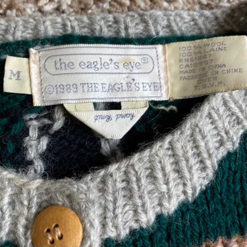 Vintage Eagle's Eye wool cardigan sweater christm… - image 3
