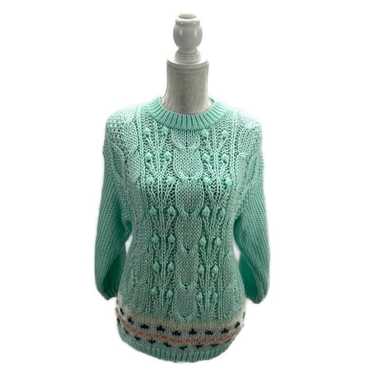 Vtg Chunky Hand Knit Pullover Sweater