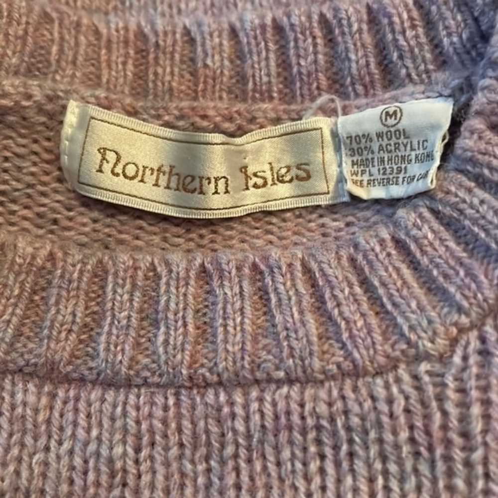 Vintage Northern Isles lavender wool blend knit s… - image 3