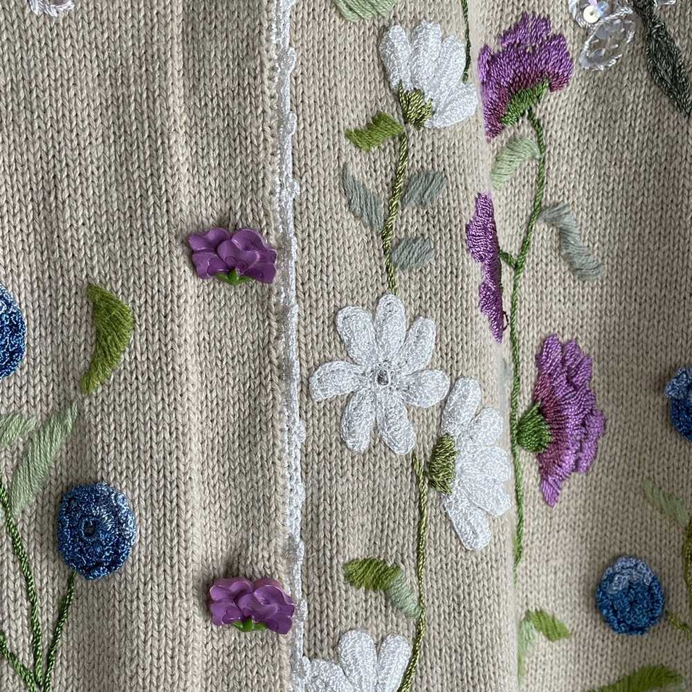 Storybook Knits Embroidered Spring themed cardiga… - image 5