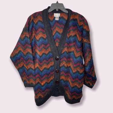 Vintage knit concepts acrylic wool chevron cardig… - image 1