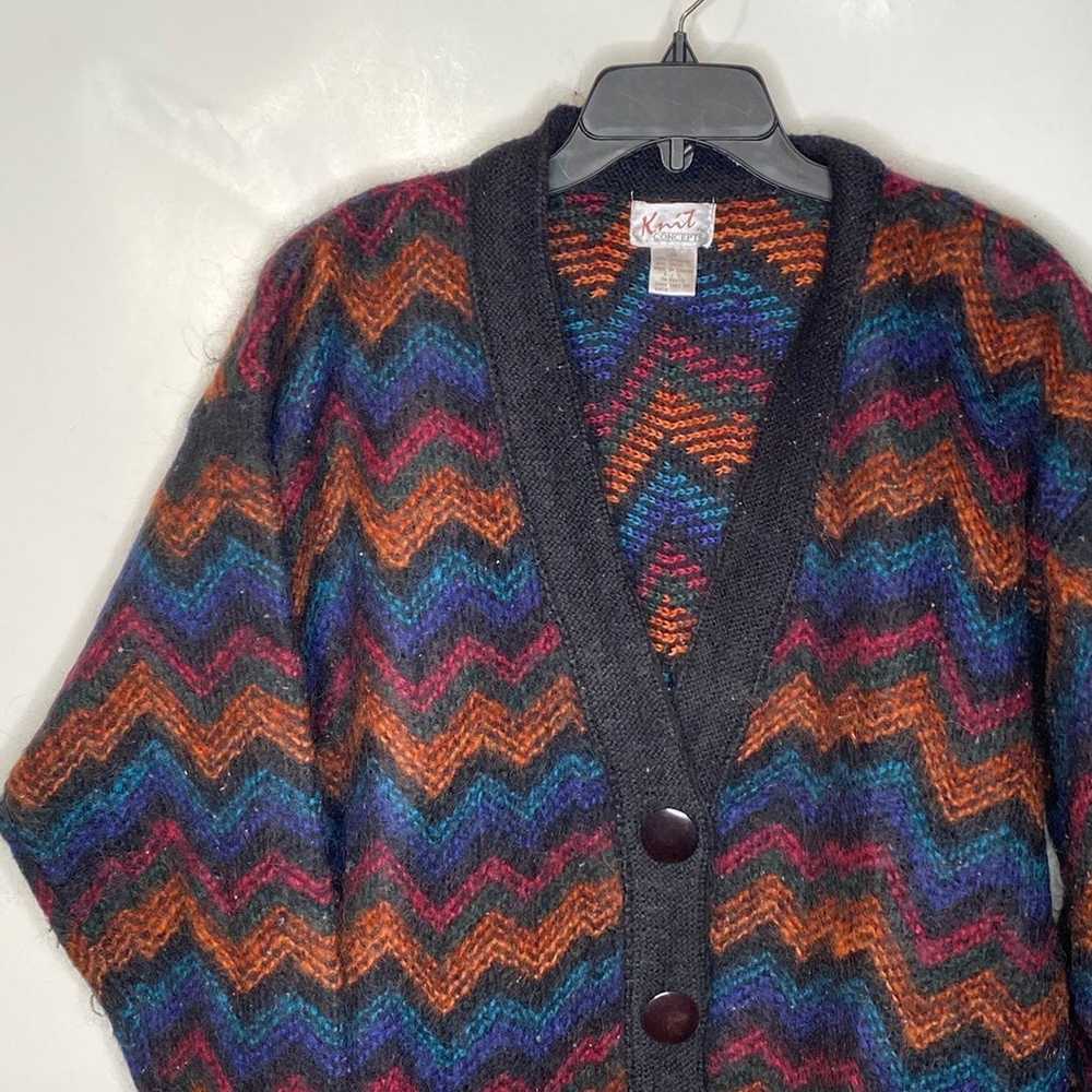 Vintage knit concepts acrylic wool chevron cardig… - image 3